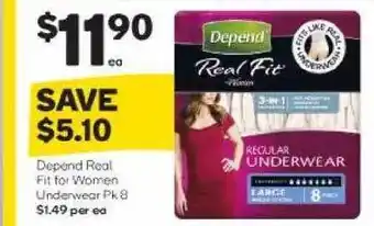 Woolworths Depend Real Fit For Women Underwear offer
