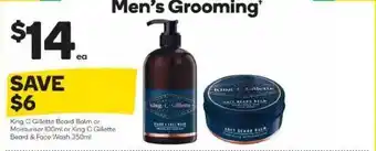 Woolworths King C Gillette Beard Balm Or Moisturiser Or King C Gillette Beard & Face Wash offer