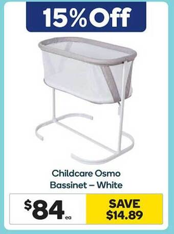 Woolworths Childcare Osmo Bassinet - White offer