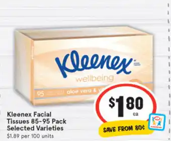 IGA Kleenex Facial Tissues 85-95 Pack offer