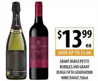 Supabarn Grant Burge Petite Bubbles And Grant Burge Fifth Generation Wine offer