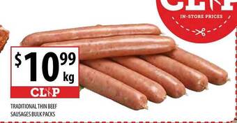 Supabarn Traditional Thin Beef Sausages Bulk Packs offer