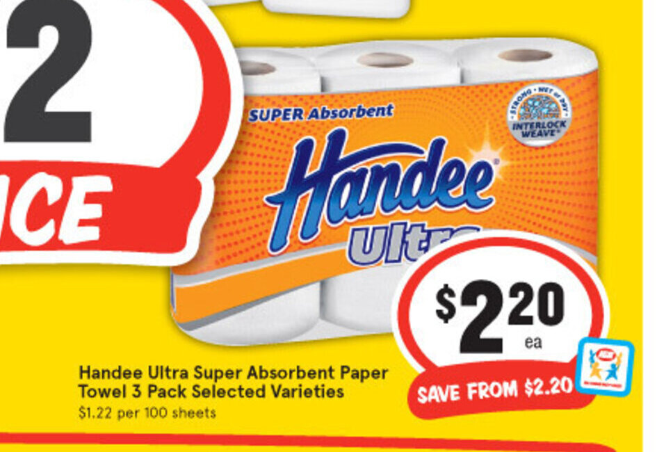 Handee Ultra Super Absorbent Paper Towel 3 Pack offer at IGA