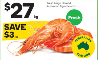 Woolworths Fresh Large Cooked Australian Tiger Prawns offer