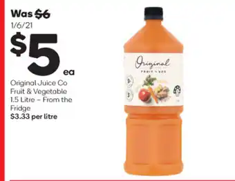 Woolworths Original Juice Co Fruit & Vegetable 1.5Litre offer