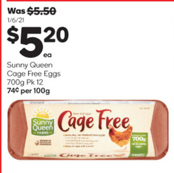 Woolworths Sunny Queen Cage Free Eggs 700g offer