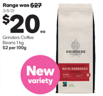 Woolworths Grinders Coffee Beans 1kg offer