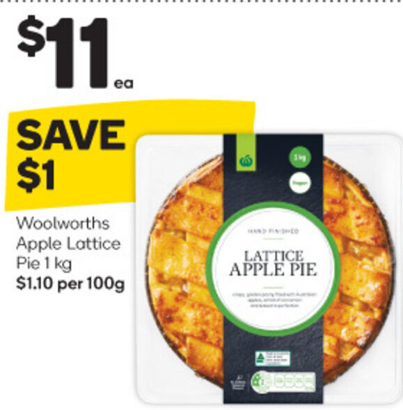 Woolworths Apple Lattice Pie 1kg offer at Woolworths