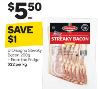 Woolworths D'Orsogna Steaky Bacon 200g offer