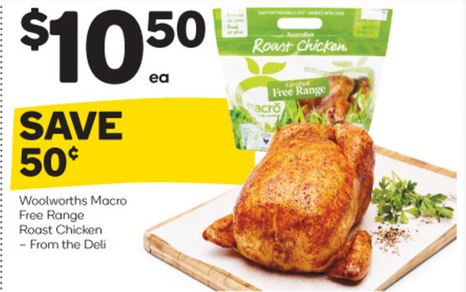Woolworths Macro Free Range Roast Chicken offer at Woolworths