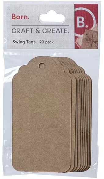 Officeworks Born 20 Pack Swing Tags - Kraft offer