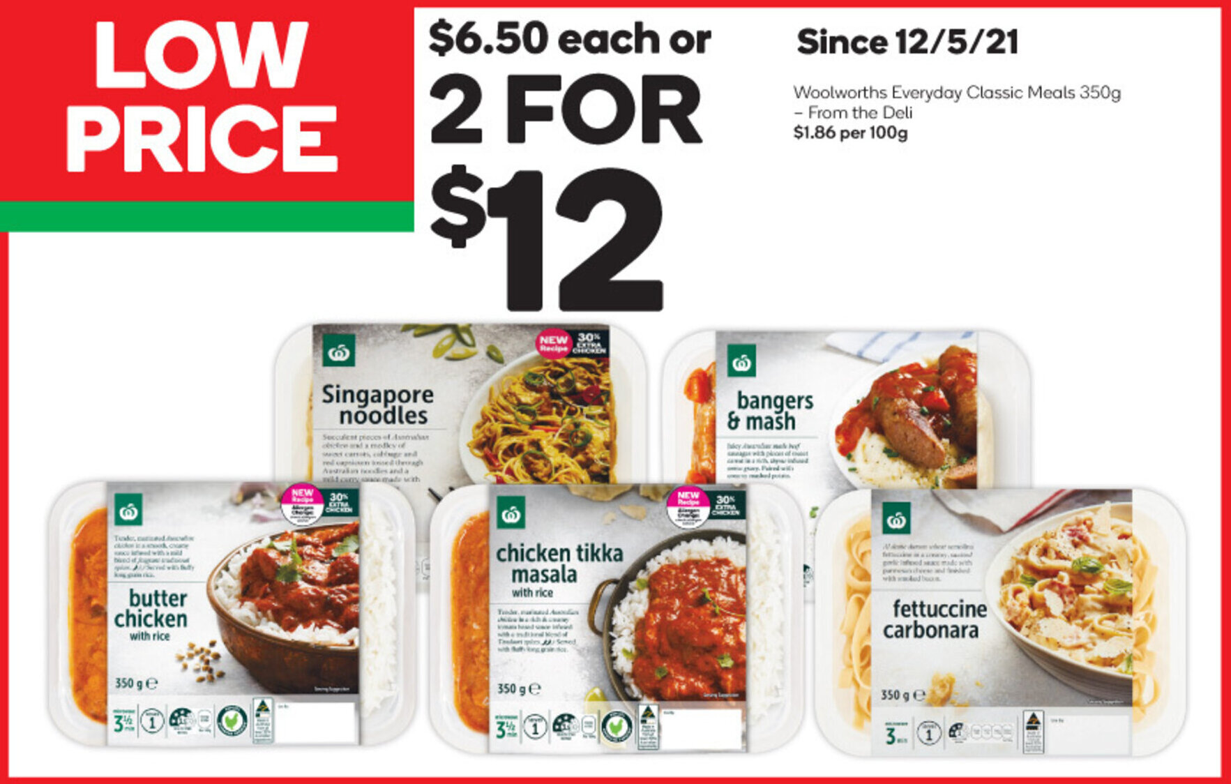 Woolworths Everybody Classic Meals 350g offer at Woolworths