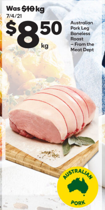 Woolworths Australian Pork Leg Boneless Roast offer