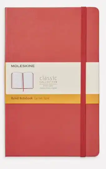 Officeworks Moleskine 240 Page Classic Ruled Hard Cover Notebook - Red offer