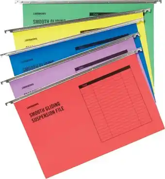 Officeworks Keji 50 Pack Foolscap Suspension Files - Assorted offer
