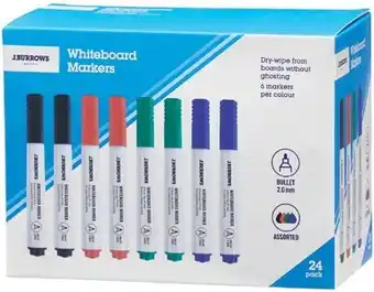 Officeworks J.Burrows 24 Pack Whiteboard Markers offer