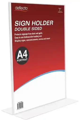 Officeworks Deflecto A4 Slanted Sign Holder offer
