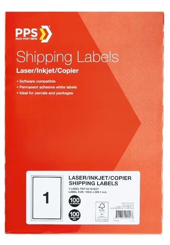 Officeworks PPS Shipping Labels 1UP A4 100 Pack offer