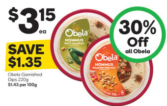 Woolworths Obela Garnished Dips 220g offer
