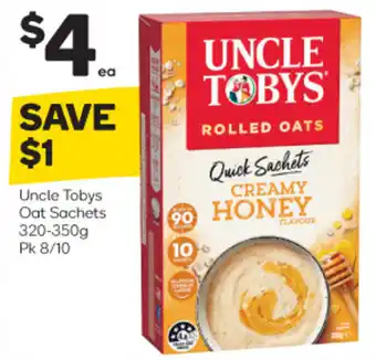 Woolworths Uncle Toby's Oat Sachets 320-350g offer