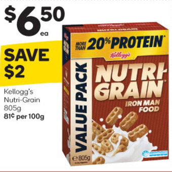 Woolworths Kellogg's Nutri-Grain 805g offer