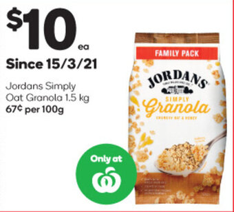 Woolworths Jordans Simply Oat Granola 1.5 kg offer