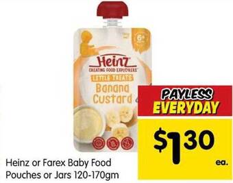 Spar Heinz Or Farex Baby Food Pouches Or Jars offer