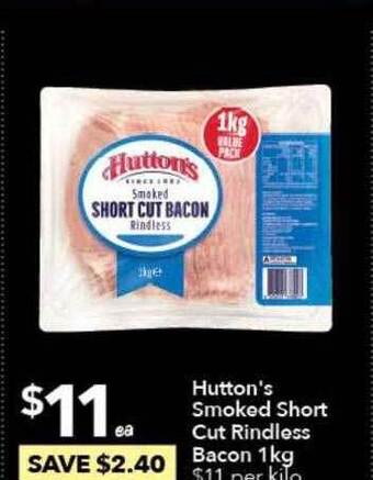 Ritchies Hutton's Smoked Short Cut Rindless Bacon offer