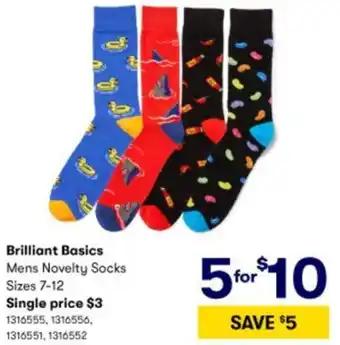 BIG W Brilliant Basics Mens Novelty Socks 1316555,1316556,1316551,1316552 offer