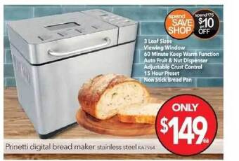 Cheap as Chips Prinetti Digital Bread Maker Stainless Steel offer