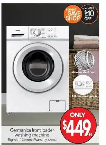 Cheap as Chips Germanica Front Loader Washing Machine offer