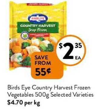Foodworks Birds Eye Country Harvest Frozen Vegetables 500g offer