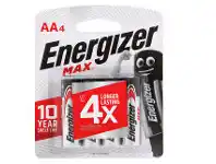 Energizer Max Battery 4 Packs - AA