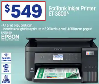Officeworks EcoTank Inkjet Printer ET-3800 offer