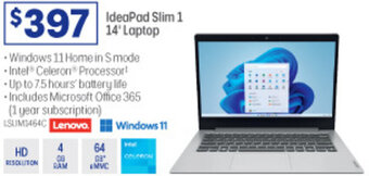 Officeworks IdeaPad Slim 1 14" Laptop offer