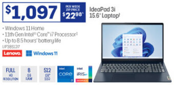 Officeworks IdeaPad 3i 15.6" Laptop offer