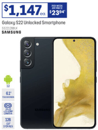 Officeworks Galaxy S22 Unlocked Smartphone offer