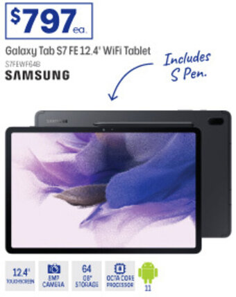 Officeworks Galaxy Tab S7 FE 12.4" WiFi Tablet offer