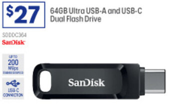 Officeworks 64Gb Ultra USB-A And USB-C Dual Flash Drive offer