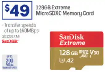 Officeworks 128GB Extreme Micro SDXC Memory Card offer