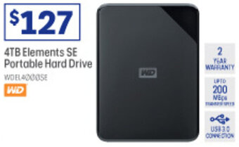 Officeworks 4TB Elements SE Portable Hard Drive offer