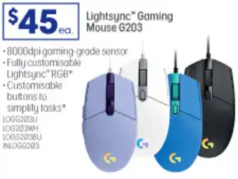 Officeworks Lightsync Gaming Mouse G203 offer