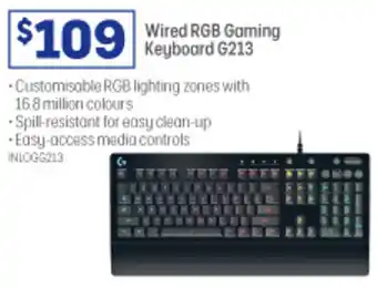 Officeworks Wired RGB Gaming Keyboard G213 offer