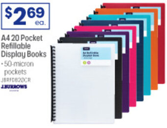 Officeworks A4 20 Pocket Refillable Display Books offer