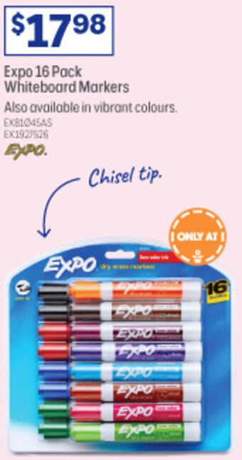 Officeworks Expo 16 Pack Whiteboard Markers offer