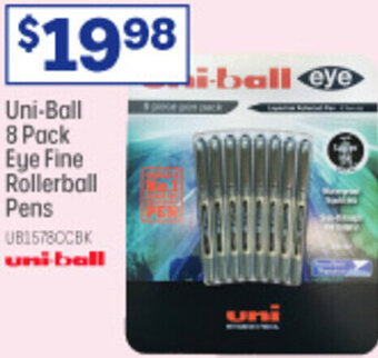 Officeworks Uni-Ball 8 Pack Eye Fine Rollerball Pens offer