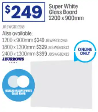 Officeworks Super White Glass Board 1200 x 900mm offer