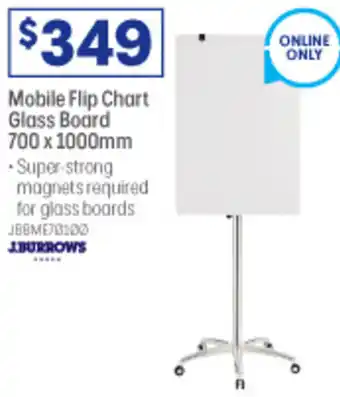 Officeworks Mobile Flip Chart Glass Board 700 x 1000 mm offer