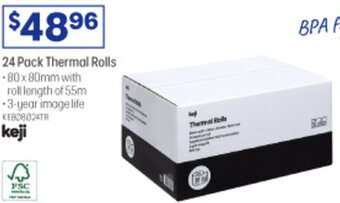 Officeworks 24 Pack Thermal Rolls offer