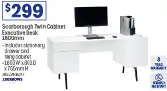 Officeworks Scarborough Twin Cabinet Executive Desk 1600mm offer